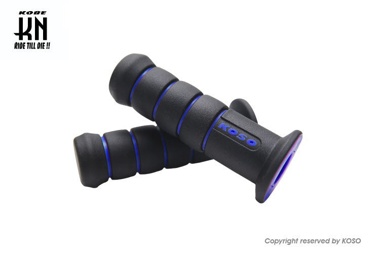 KOSO オーロラデュアルカラーグリップ 22.2mmハンドルバー用 ブラック/ブルー 120mm 汎用