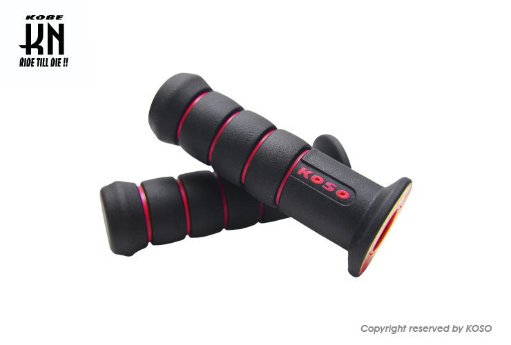 KOSO オーロラデュアルカラーグリップ 22.2mmハンドルバー用 ブラック/レッド 120mm 汎用