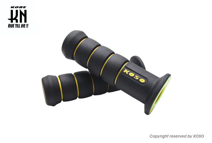 KOSO オーロラデュアルカラーグリップ 22.2mmハンドルバー用 ブラック/イエロー 120mm 汎用