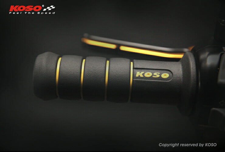 KOSO オーロラデュアルカラーグリップ 22.2mmハンドルバー用 ブラック/イエロー 120mm 汎用