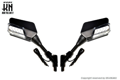 シーケンシャルウインカー付バックミラー 左右8mm正ネジ デイライトブルー ホンダ/スズキスクーター