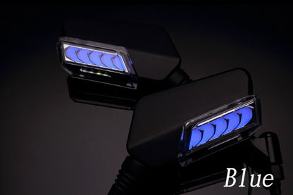 シーケンシャルウインカー付バックミラー 左右8mm正ネジ デイライトブルー ホンダ/スズキスクーター