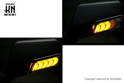 シーケンシャルウインカー付バックミラー 左右8mm正ネジ デイライトブルー ホンダ/スズキスクーター