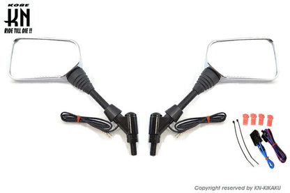 シーケンシャルウインカー付バックミラー2 メッキ 左10mm正/右10mm逆ネジ デイライトホワイト ヤマハスクーター