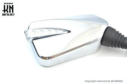 シーケンシャルウインカー付バックミラー2 メッキ 左10mm正/右10mm逆ネジ デイライトホワイト ヤマハスクーター