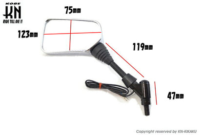 シーケンシャルウインカー付バックミラー2 メッキ 左10mm正/右10mm逆ネジ デイライトホワイト ヤマハスクーター