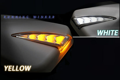 シーケンシャルウインカー付バックミラー2 メッキ 左10mm正/右10mm逆ネジ デイライトホワイト ヤマハスクーター