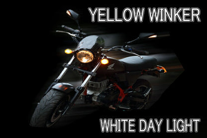 シーケンシャルウインカー付バックミラー2 メッキ 左10mm正/右10mm逆ネジ デイライトホワイト ヤマハスクーター