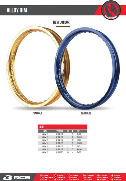 RCB Aluminum Wheel Rim Gold 215-14 14 inch 36 Hole for vehicles such as Little Cub series