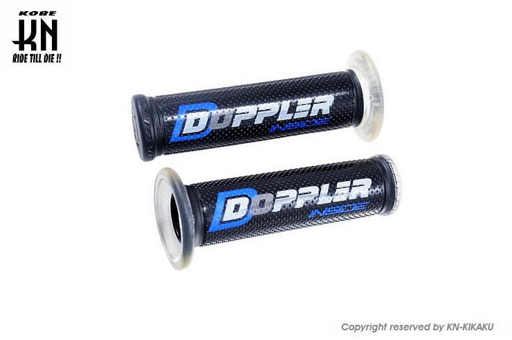 Doppler ハンドルグリップ 非貫通タイプ クリアー/ブルー 120mm 汎用 22.2mmハンドル車専用