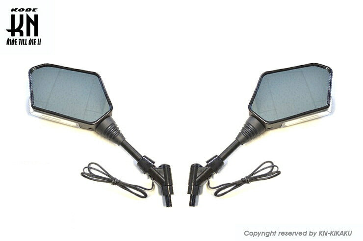 シーケンシャルウインカー付バックミラー Eマーク付 左10mm正/右10mm逆ネジ デイライトホワイト ヤマハスクーター