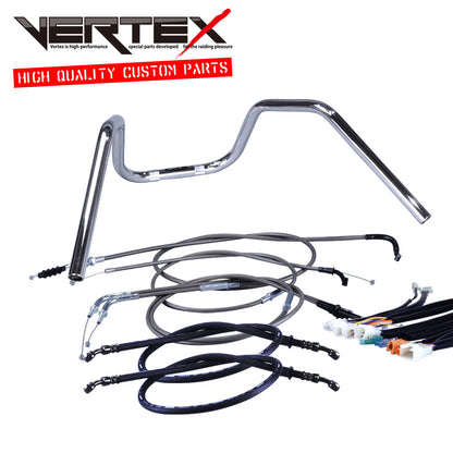 GT380 B3-B7 73-78/Late Model 6-Bend Up Handlebar Set Black Mesh Dark Mesh Cables