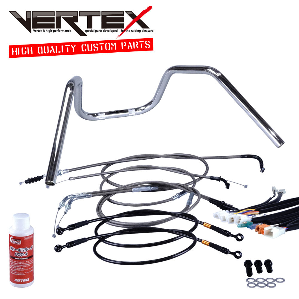 GT380 B3-B7 73-78/Late Model 6-Bend Up Handlebar Set Black Mesh Dark Mesh Cables