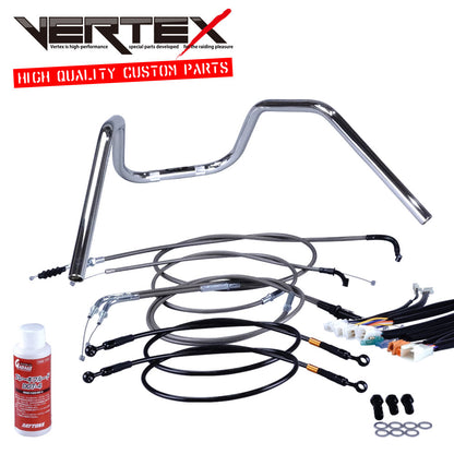 GT380 B3-B7 73-78/Late Model 6-Bend Up Handlebar Set Black Mesh Dark Mesh Cables