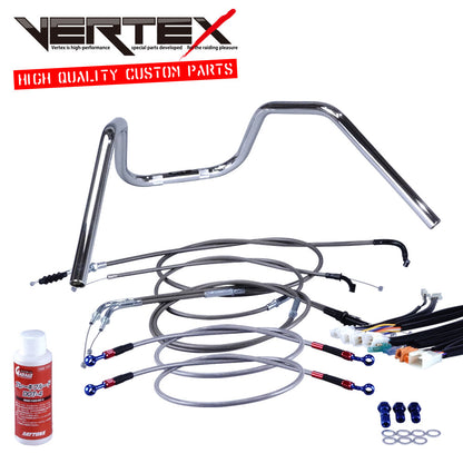 Zephyr 750 91-03 / ZR750C 6 Bent Up Handlebar Set Black Mesh Dark Mesh Wires
