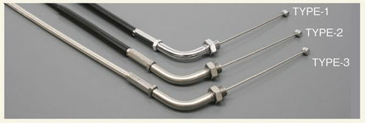 TMR Carburetor Throttle Cable, Type 1, Plated Fittings, Black Outer, Push-Pull Common, 700mm