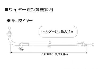 TMR用 スロットルワイヤー タイプ1 メッキ金具 アウターブラック 引き戻し共通 800mm