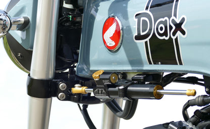 CNCステアリングダンパーステー 100mm 正ピロボール ブラック TYPE-7 DAX125 22-24