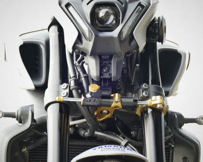 CNCステアリングダンパーステー 68mm 逆ピロボール ブラック TYPE-1 MT-09/SP 21-23/XSR900 21-24