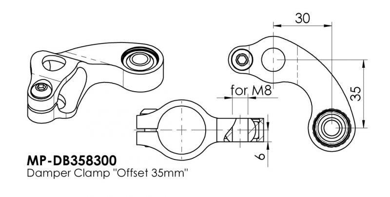 ボディークランプ ゴールド 内径φ24.6 オフセット35mm M8