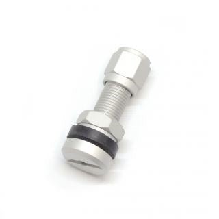Air Valve with Aluminum Cap, Silver, φ11.5 (Compatible with OEM Wheels), Straight 30mm Bubble
