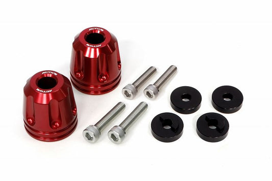 HONDA/SUZUKI用 M6 カラー付 アルミバーエンド リボルバー レッド φ33-L35 左右セット
