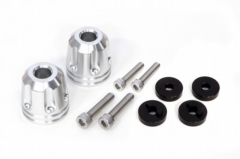 HONDA/SUZUKI M6 Aluminum Bar Ends with Collar - Revolver Type, Silver, φ33-L35, Left and Right Set