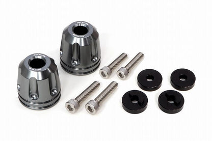 HONDA/SUZUKI M6 Aluminum Bar Ends with Collar - Revolver Type, Silver, φ33-L35, Left and Right Set