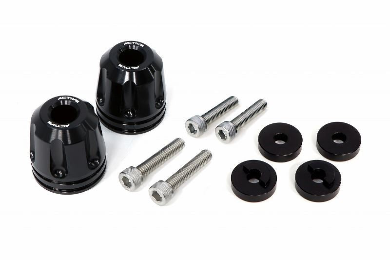 HONDA/SUZUKI M6 Aluminum Bar Ends with Collar, Revolver Black, φ33-L35, Left/Right Set
