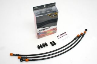 フォルツァ/T 00-03 (S/ST ABS車不可) メッシュ ブレーキホース フロント/左右/3本 ブラック ブラック/ゴールド