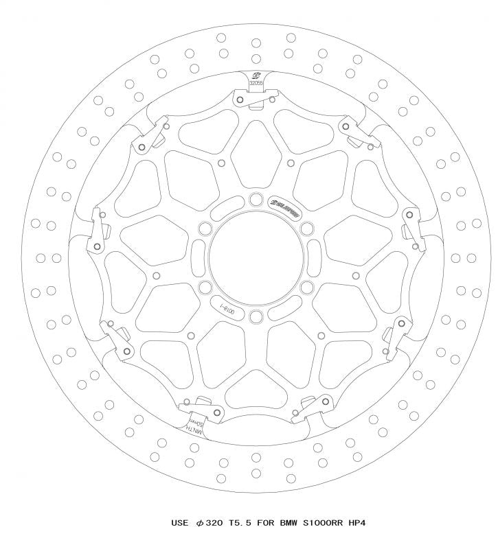 Cross Lock Disc Rotor, Front, φ320xT5.5, Right Side, BMW HP4