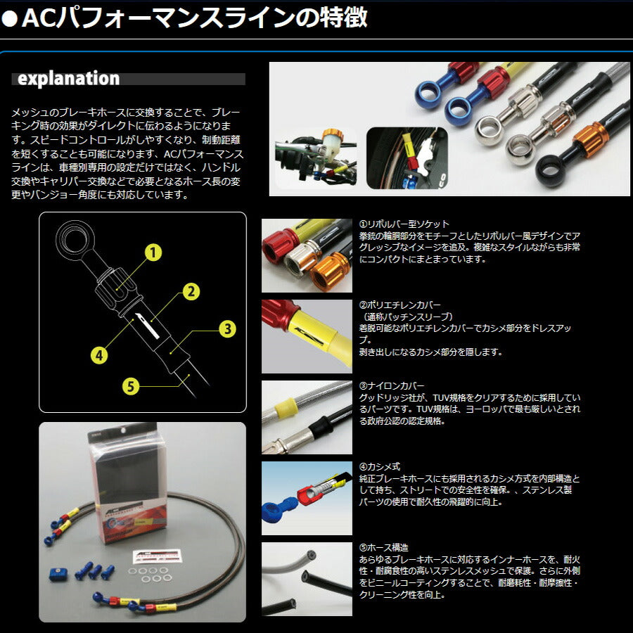 【アウトレット】　SRX600 1型 メッシュ ブレーキホース フロント クリア ブルー/レッド