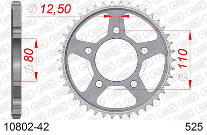 CRF1000L/1100L Rear Sprocket 525-42 Steel Silver 1 pc.