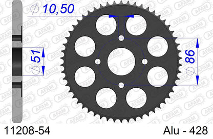 TL125 Sprocket Rear 428-54 Aluminum Hard Anodized 1 pc.