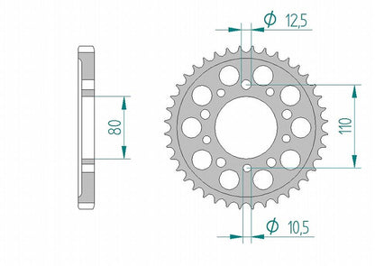 CBR1000F CB750F CBR750 Rear Sprocket 530-42 Aluminum Hard Anodized 1 piece