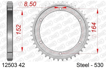 SR500 Sprocket, Rear, 530-42, Steel, Silver, 1 pc.