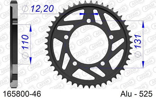 S1000R/RR Rear Sprocket, 525-46, Aluminum, Hard Anodized, 1 pc.