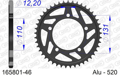 S1000RR Sprocket Rear 520-46 Aluminum Hard Anodized 1pc