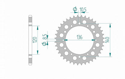 ZRX400 バルカン400 スプロケット リア 520-48 アルミ ハードアルマイト 1枚