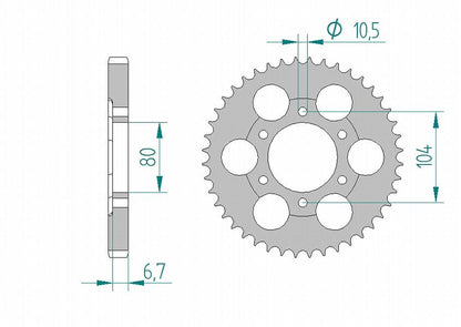 ZRX1200R/S ZZR1200 ZX-12R Sprocket Rear 530-44 Aluminum Hard Anodized 1pc