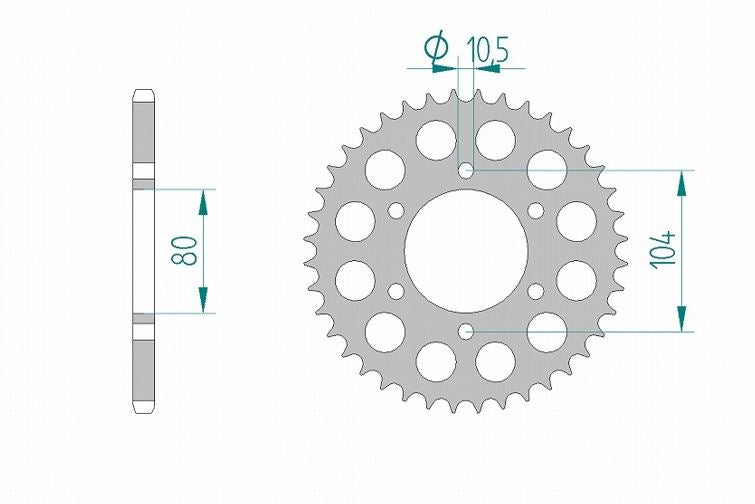 ZX-7R/9R/10R ZXR400/R GPZ400/F Rear Sprocket 520-44 Aluminum Hard Anodized 1 piece