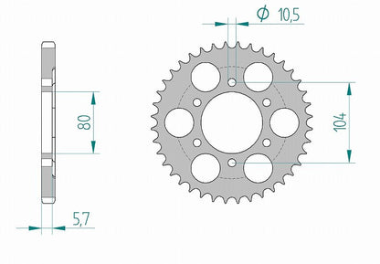 Z1000 ZX-7R/9R/10R Sprocket, Rear, 525-42, Aluminum, Hard Anodized, 1 pc.