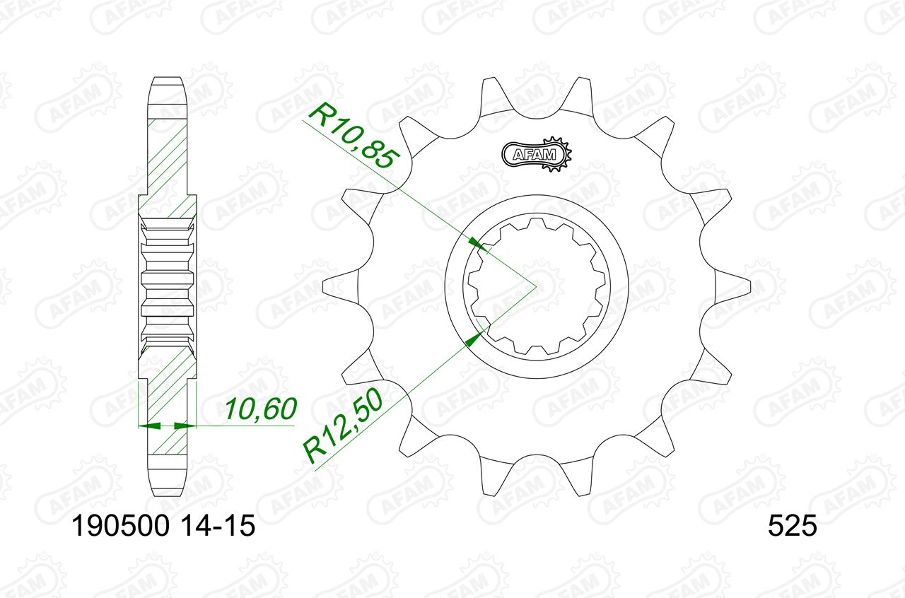 TRK502X Sprocket Front 525-14 1 pc.