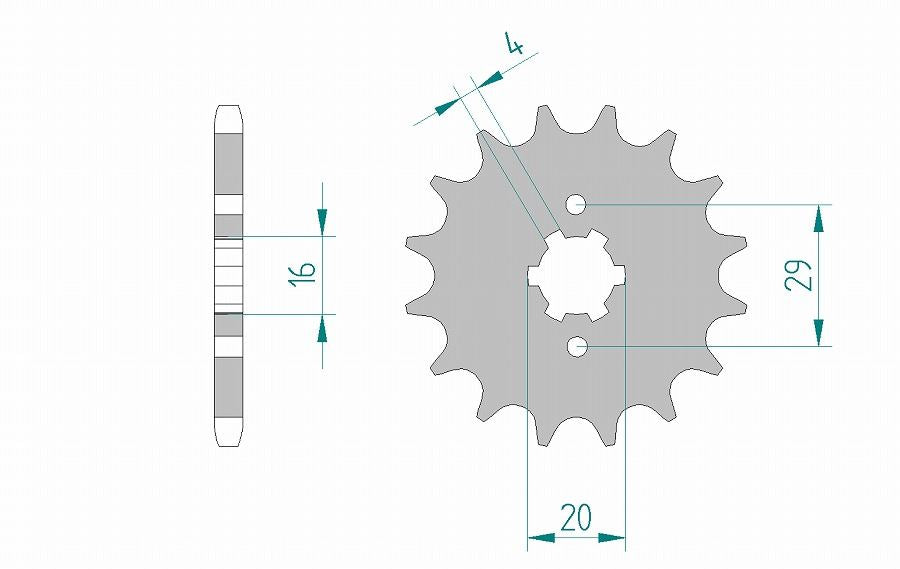 TT-R125 Sprocket, Front, 428-14, Steel, 1 pc.