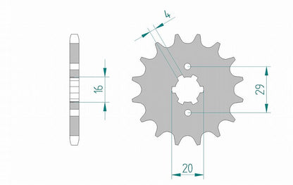 TT-R125 Sprocket, Front, 428-14, Steel, 1 pc.