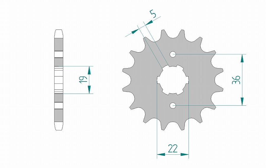 TW200/225 Sprocket, Front, 428-14, Steel, 1 piece