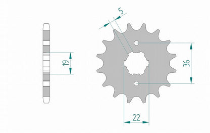 TW200/225 Sprocket, Front, 428-14, Steel, 1 piece