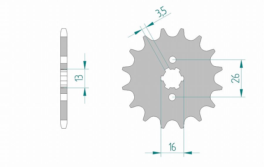 RG50 Gamma Sprocket, Front, 420-12, Steel, 1 piece