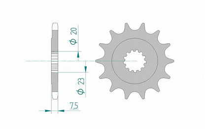 Volty Sprocket, Front, 520-15, Steel, 1 piece