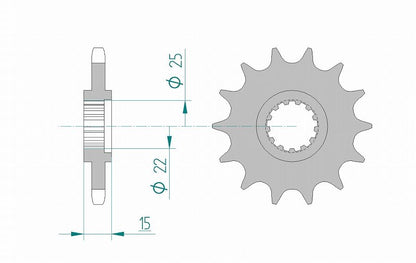 ZX-6R/RR Zephyr 750 Sprocket, Front, 525-15, Steel, 1 piece